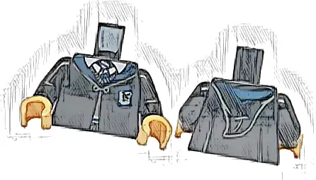 Torso Hogwarts Robe Clasped with Ravenclaw Crest, Sweater, Shirt and Tie Pattern / Black Arms / Medium Tan Hands