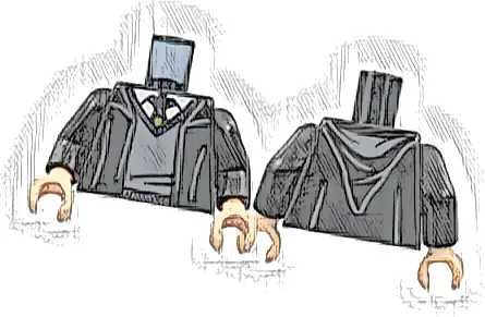 Torso Robe with Hood, Dark Bluish Gray Sweater, White Shirt and Hogwarts Crest Tie Pattern / Black Arms / Light Nougat Hands