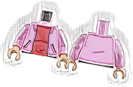 Torso Jacket Open with Pockets and White Waistband over Red Shirt Pattern / Bright Pink Arms / Light Nougat Hands