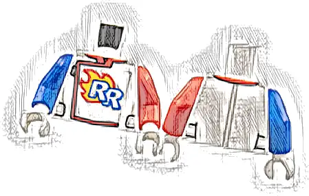 Torso Racing Suit, Zipper, 'RR' Logo, Flames Pattern / Red Arm Left / Blue Arm Right / White Hands