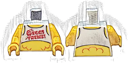 Torso Vest, Feathers, Red 'EGGS-TREME!' Pattern / Bright Light Orange Arms / Bright Light Orange Hands