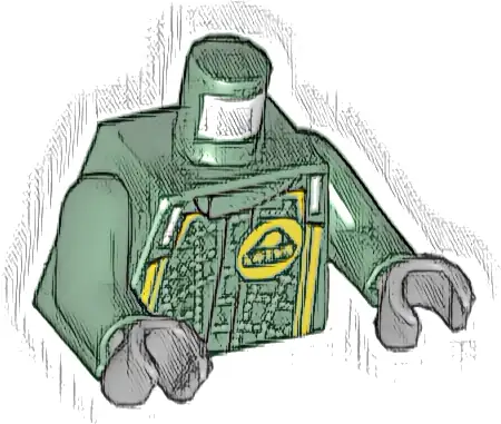 Torso Racing Suit with Lotus Logo, Silver Stitching, Yellow Stripes Pattern / Dark Green Arms / Dark Bluish Gray Hands