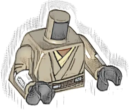 Torso SW Layered Shirt, Dark Brown Belt Pattern (Mace Windu) / Dark Tan Arms with Armor Pattern / Black Hands