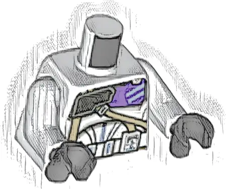 Torso SW Armor Clone Commander with Dark Purple 187th Legion Markings Detailed Pattern (Clone Wars) / White Arms / Black Hands