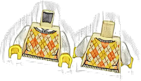 Torso Female Knit Argyle Sweater Vest with Bright Light Orange and Orange Diamonds over White Shirt Pattern / White Arms / Yellow Hands