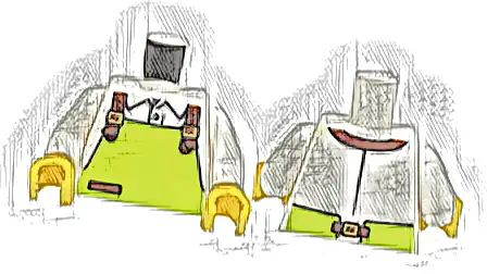 Torso Shirt and Lime Apron with Reddish Brown Pocket and Straps with Gold Buckles Pattern / White Arms / Yellow Hands