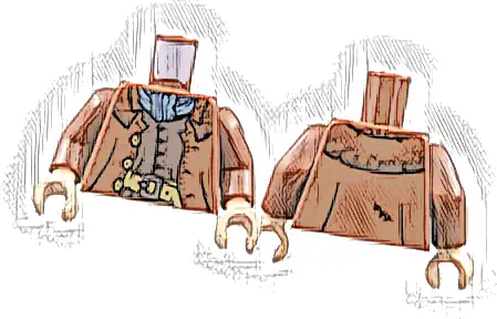 Torso Coat with Dark Tan Buttons and Belt with Silver Buckle, Sand Blue Scarf, Dark Brown Vest Pattern / Reddish Brown Arms / Light Nougat Hands