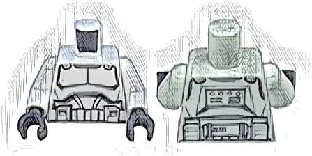 Torso SW Armor Clone Trooper with Black Belt and Dark Bluish Gray and Light Bluish Gray Markings Pattern / White Arms / Black Hands