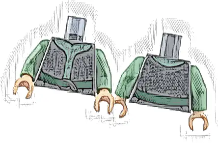 Torso Robe with Sand Green Center Panel, Silver Spots and Filigree, Dark Green Sash Pattern / Sand Green Arms / Light Nougat Hands