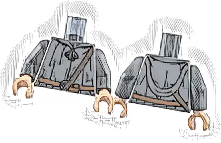 Torso Robe, Dark Brown Shoulder Belt, Reddish Brown Belt with Buckle Pattern / Dark Bluish Gray Arms / Light Nougat Hands