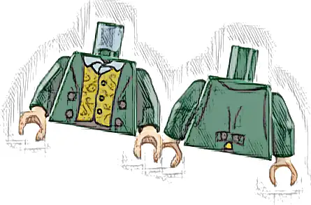 Torso Jacket, White Shirt, Yellow Vest with Gold Paisley Pattern / Dark Green Arms / Light Nougat Hands