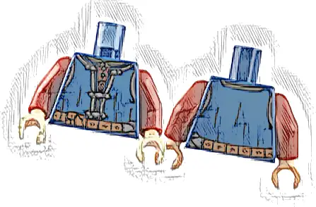 Torso Vest with Silver Hems, Dark Red Shirt, Reddish Brown Belt with Buckle Pattern / Dark Red Arms / Light Nougat Hands