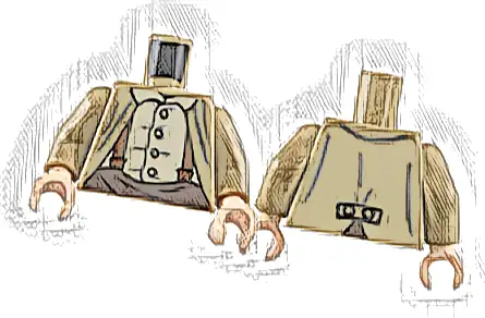 Torso Jacket, Tan Button-Up Shirt, Reddish Brown Suspenders, Dark Brown Pants Pattern / Dark Tan Arms / Light Nougat Hands