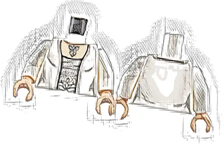 Torso Female Robe, Center Panel with Silver Spots, Evenstar Pendant Necklace, Light Nougat Neck Pattern / White Arms / Light Nougat Hands