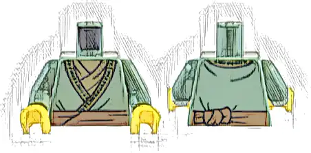 Torso Robe with Dark Green and Gold Trim and Dark Orange Belt over Dark Tan Shirt Pattern / Sand Green Arms / Yellow Hands
