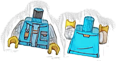 Torso Open Jacket with Pocket and Flash Drive over White Shirt with Orange Stripes Pattern / White Arms / Yellow Hands