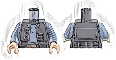 Torso SW Vest Open with Pockets over Sand Blue Shirt with Collar, Reddish Brown Belt with Silver Buckle Pattern / Sand Blue Arms / Light Nougat Hands