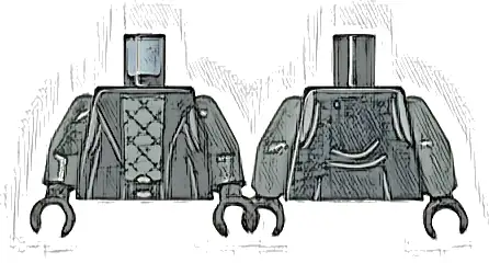 Torso Cloak Open over Dark Bluish Gray Shirt with Stitched Diamonds, Silver Buckle Pattern / Dark Bluish Gray Arms / Black Hands