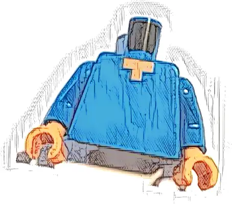 Torso Pixelated Nougat Neck Pattern (Minecraft Steve) / Dark Azure Arms / Nougat Hands