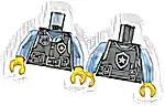 Część LEGO® 973pb5512c01 Tułów kamizelka policyjna odblaskowa, srebrna gwiazda odznaki, ciemnoszary niebieski radiotelefon, pasek z klamrą i kieszeniami, jasnoniebieska koszula (wzór) / jasnoniebieskie ręce / żółte dłonie