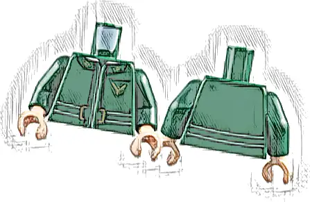 Torso Jacket with Black Seams, White Belt and Gold Buckle and Atreides Hawk Crest Pattern / Dark Green Arms / Light Nougat Hands