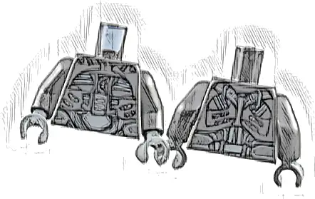 Torso Armor with Silver Panels and Light Bluish Gray Straps Pattern / Pearl Dark Gray Arms / Dark Bluish Gray Hands