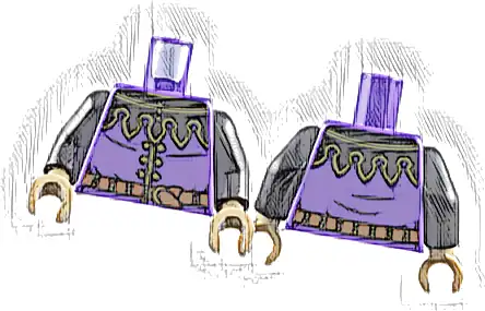 Torso Surcoat, Black Mantle with 5 Points, Reddish Brown Belt, Gold Buttons and Trim Pattern / Black Arms / Dark Tan Hands