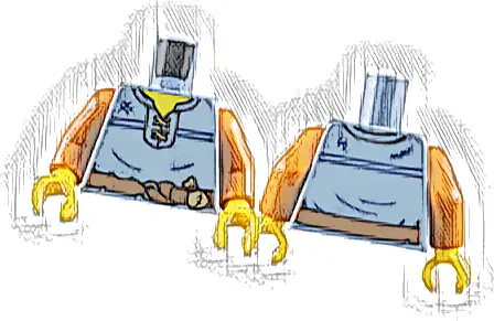 Torso Vest, Yellow Neck and Reddish Brown Belt with Dark Tan Pouch Pattern / Dark Orange Arms / Yellow Hands