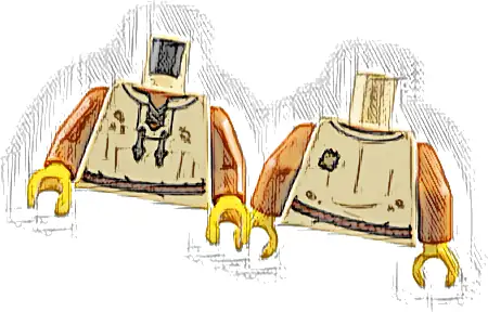 Torso Vest, Dark Orange Neck, Dark Tan Laces and Reddish Brown Belt Pattern / Dark Orange Arms / Yellow Hands