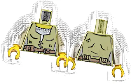 Torso Female Vest over White Shirt, Yellow Neck, Reddish Brown Laces and Belt with Pouch Pattern / White Arms / Yellow Hands