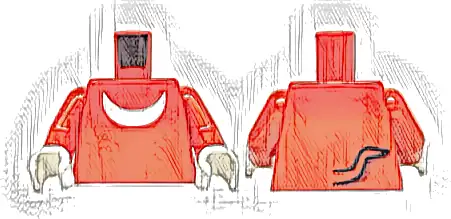 Torso White Crescent Moon, Black Tail Outline with Dark Red Highlight Pattern / Red Arms / White Hands