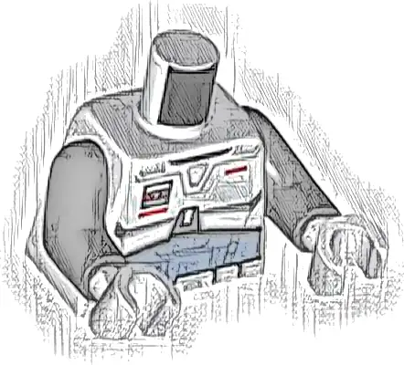 Torso SW Imperial Commando Armor, Sand Blue and Dark Bluish Gray Suit, Belt with Boxes, Red Rectangles Pattern / Dark Bluish Gray Arms / White Hands