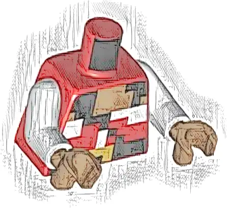 Torso Pixelated Pirate Dress with White Hem, Black Hair, Strap and Belt with Gold Buckle, Medium Nougat Neck Pattern / White Arms / Medium Nougat Hands