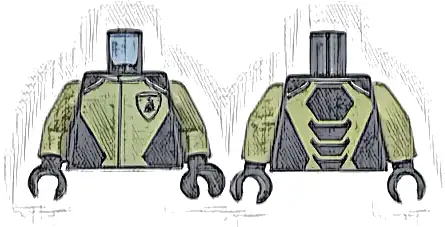 Torso Racing Suit Gran Turismo with Olive Green Panels and Lamborghini Logo Pattern / Olive Green Arms / Black Hands