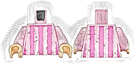 Torso Shirt with Dark Pink Vertical Stripes and Creases Pattern / Bright Pink Arms / Light Nougat Hands