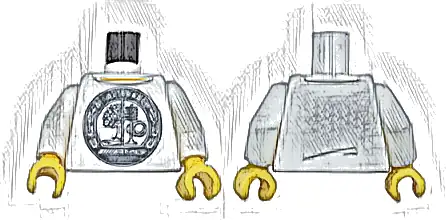 Torso Racing Shirt with Dark Bluish Gray Circle with Apple Tree, Stream, Cam, Valve and Spring, 'AFFALTERBACH' and AMG Logo, Yellow Neck Pattern / White Arms / Yellow Hands