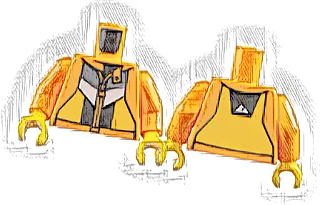 Torso Jacket with Black, Bright Light Orange, Dark Bluish Gray and White Panels, Zipper and Sport Mountain Logo on Back Pattern / Orange Arms / Yellow Hands