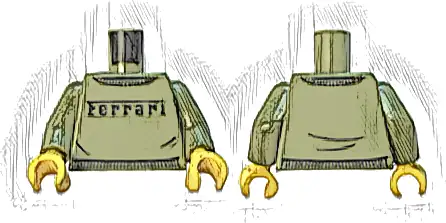 Torso Sweater with Black Ferrari Logo and Creases Pattern / Olive Green Arms / Yellow Hands