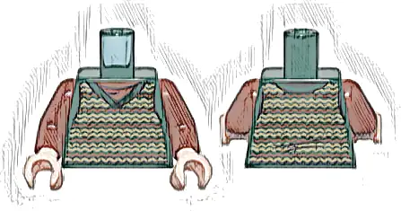 Torso Sweater Vest with Zigzag Reddish Brown and Tan Stripes over Shirt Pattern / Reddish Brown Arms / Light Nougat Hands