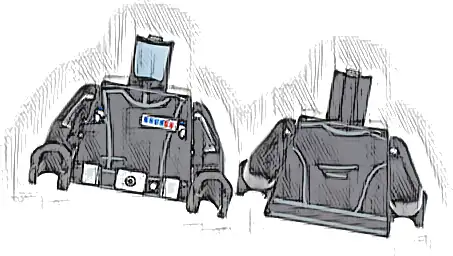 Torso SW Imperial Officer 20, Belt with Silver Buckle, Dot and 2 Boxes, Blue and Red Rank Badge, 2 Code Cylinders Pattern / Black Arms / Black Hands