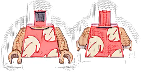 Torso Hawaiian Dress with Tan Palm Leaves, Medium Nougat Neck Pattern / Medium Nougat Arms / Medium Nougat Hands