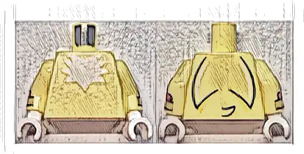 Torso with White Chest Fur and Black Tail on Back Pattern / Bright Light Yellow Arms with Red Cuffs and Gold Bracelets Pattern / White Hands