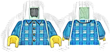 Torso Blue and Dark Azure Plaid Shirt with Collar and Medium Nougat Buttons Pattern / Dark Azure Arms / Yellow Hands
