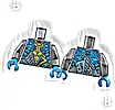 Część LEGO® 973pb5964c01 Tułów opancerzona tunika z ciemnoazjatyckimi panelami naramiennymi, metalicznie jasnoniebieskim wykończeniem i złotym logogramem Ninjago litera N na pancerzu piersiowym, logo smoka wody na plecach, wzór / perłowociemnoszare ramiona / ciemnoazjatyckie