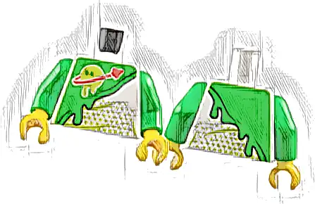 Torso Spacesuit with Bright Green Panel with Slime, Classic Space Logo with Lime Z-Blob Dripping Planet with Eyes Pattern / Bright Green Arms / Yellow Hands