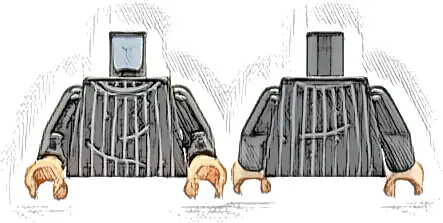 Torso Sweater with Dark Bluish Gray Collar, Folds and Vertical Stripes Pattern / Black Arms / Light Nougat Hands