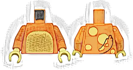 Torso with Bright Light Yellow Stomach, Tail and Spots on Back Pattern / Orange Arms / Bright Light Yellow Hands