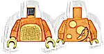 Część LEGO® 973pb6126c01 Tors z jaskrawożółtym brzuchem, ogonem i plamami na plecach (wzór) / pomarańczowe ręce / jaskrawożółte dłonie