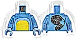 Część LEGO® 973pb6128c01 Tułów z żółtym i jasno-niebieskim brzuchem, czarnym owalem i ogonem z liniami futra na plecach, wzór / średnio-niebieskie ramiona / jasno-niebieskie dłonie