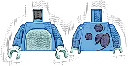 Torso with Light Aqua Stomach, Dark Blue Spots and Tail on Back Pattern / Medium Blue Arms / Light Aqua Hands